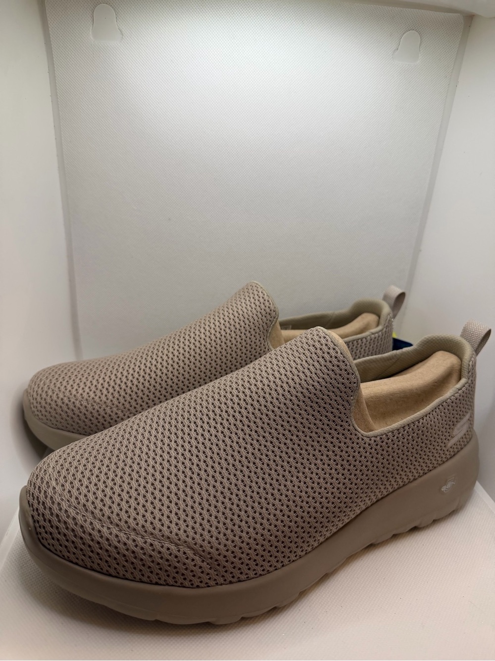 Extra Wide M10 - Skechers Men's Slip-On Mesh Loafers in Taupe